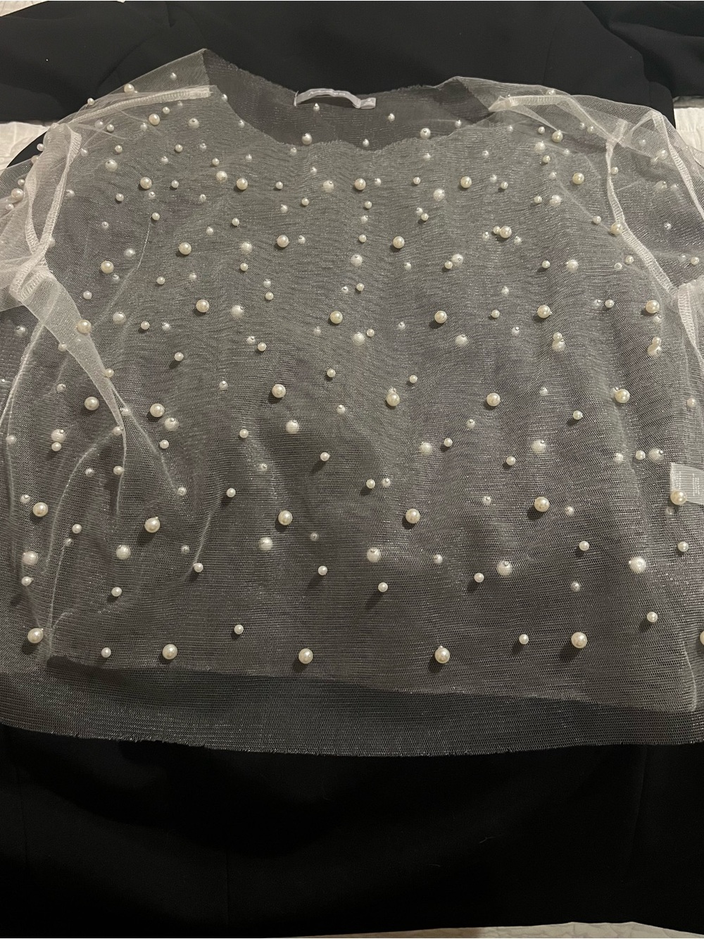 BKE Sheer Beaded Blouse in White Size Medium Like New